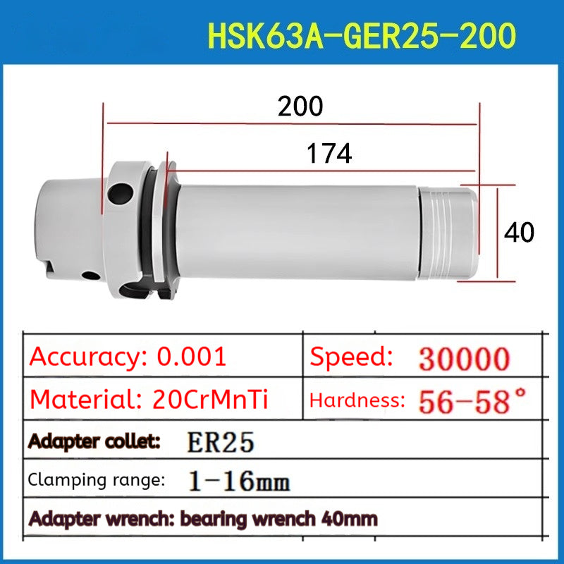10012 HSK63A high speed tool holder CNC machining center CNC tool holder HSK GER16 20 25 32 high precision tool holder Shandong Denso Pricision Tools Co.,Ltd.